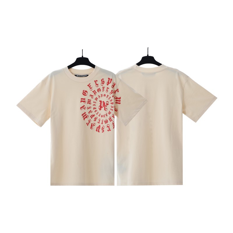 Comercio exterior transfronterizo al por mayor PA pintura en aerosol carta manga corta palmera niebla calle alta marca de moda graffiti logo hombres y mujeres camiseta