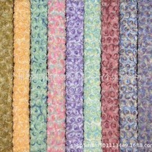 春夏新款立体盘花绣花布 玫瑰花渐变色面料 多色刺绣面料蕾丝女装
