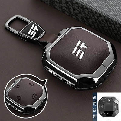 Car Shell Buckle Bag, Static Rod/Key Bag - type-a-key-brown-leather-car-logo-buckle