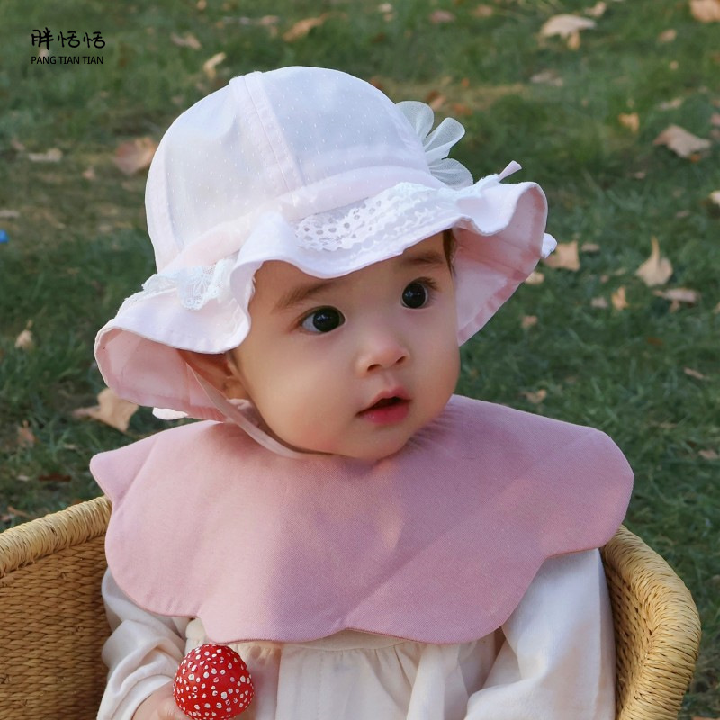 Sombreros para bebés primavera y otoño dulce lindo pequeño mes de edad niñas sombrero de pescador protector solar delgado sombrero de pescador para bebés