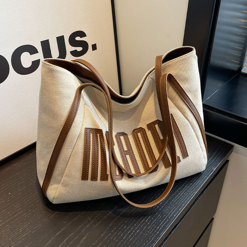 Canvas Tote Bag for Women, Large Capacity Bag, 2026 New Model, Niche Handbag, Shoulder Bag for College Students, Class and Commuting Bag