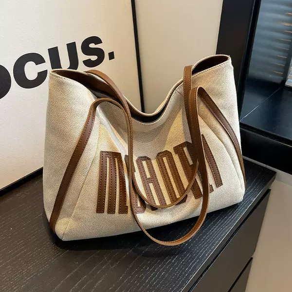 Canvas Tote Bag for Women, Large Capacity Bag, 2026 New Model, Niche Handbag, Shoulder Bag for College Students, Class and Commuting Bag