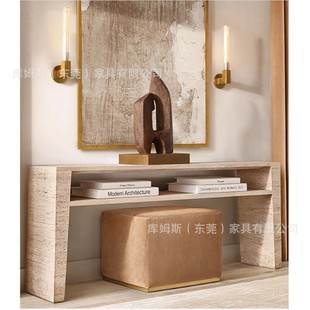 Italian Minimalist Cave Stone Silent Style Middle Ancient Decoration Entrance Table Designer Natural Marble Entrance Table