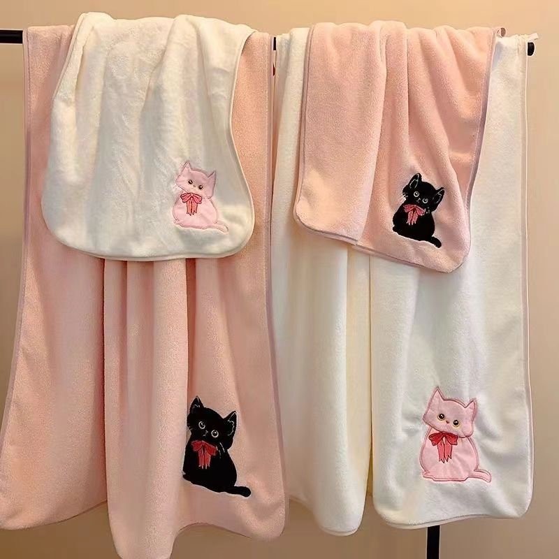 New Cartoon Cat Coral Fleece Towel Bath Towel Dry Hair Cap Three-piece Soft Absorbent Gift Towel suit New Cartoon Cat Coral Fleece Towel Bath Towel Dry Hair Cap Three-piece Soft Absorbent Gift Towel suit