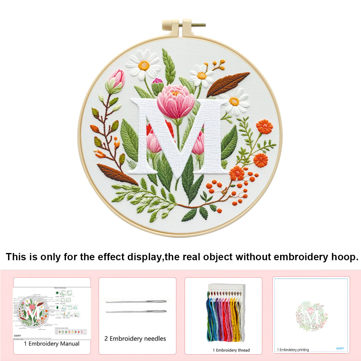 Hecho a mano flores y plantas europeas bordadas paquetes de materialdiy inglés 26 letras simple principiante nivel de bordado al por mayor