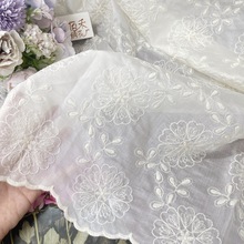 夏季现货天丝花朵刺绣面料高档汉服蕾丝轻薄女装丝绸服装绣花布料