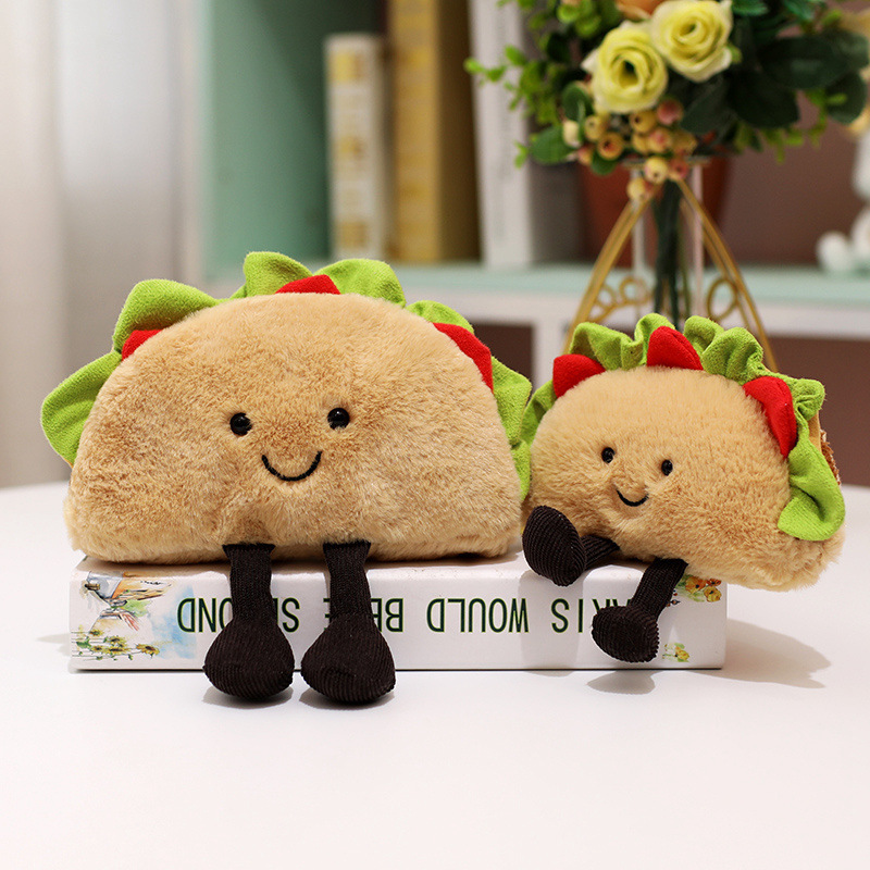 Muñecas de hamburguesas juguetes de peluche taco sándwich juguetes de peluche muñecas pequeños colgantes muñecas de tela agarrar muñecas accesorios de fotografía