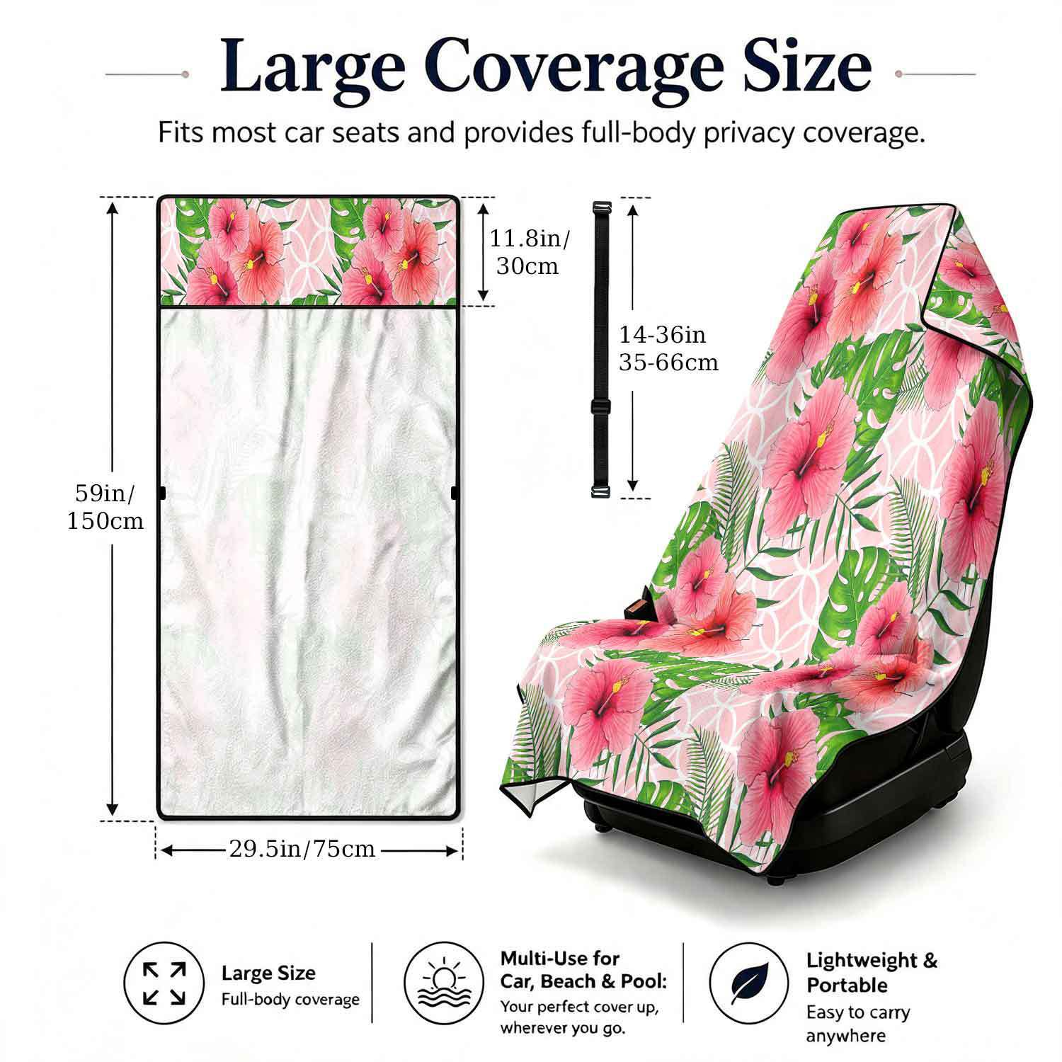 Summer bath towel and car seat cover 2-in-1, ultra-fine fiber outdoor beach and car dual-use universal seat cushion