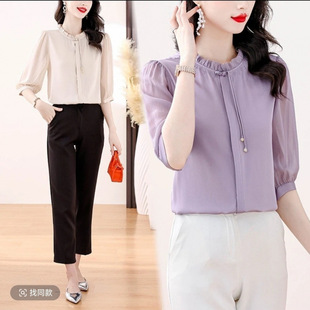 High-Quality Age-Reducing Middle-Aged Women's Large Size Flesh-Covering Tops Summer New Fashion New Chinese Style Shirts