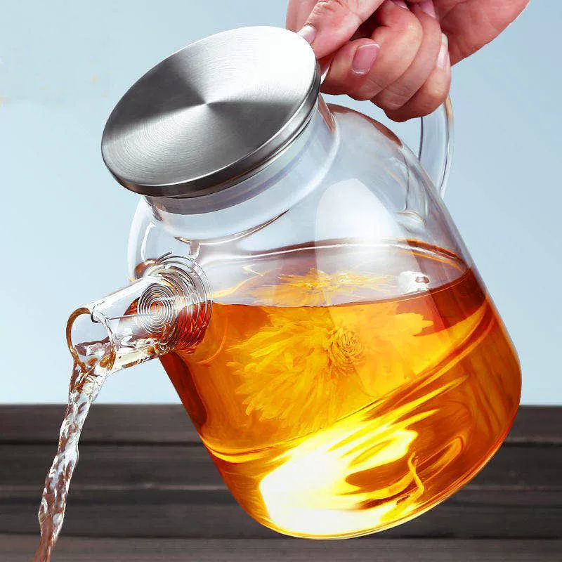 Glass teapot, explosion-proof capacious transparent set, increased thickness
