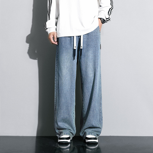 JYF-A502 autumn new style, fatted and enlarged straight jeans woven pants      Price control 69 yuan