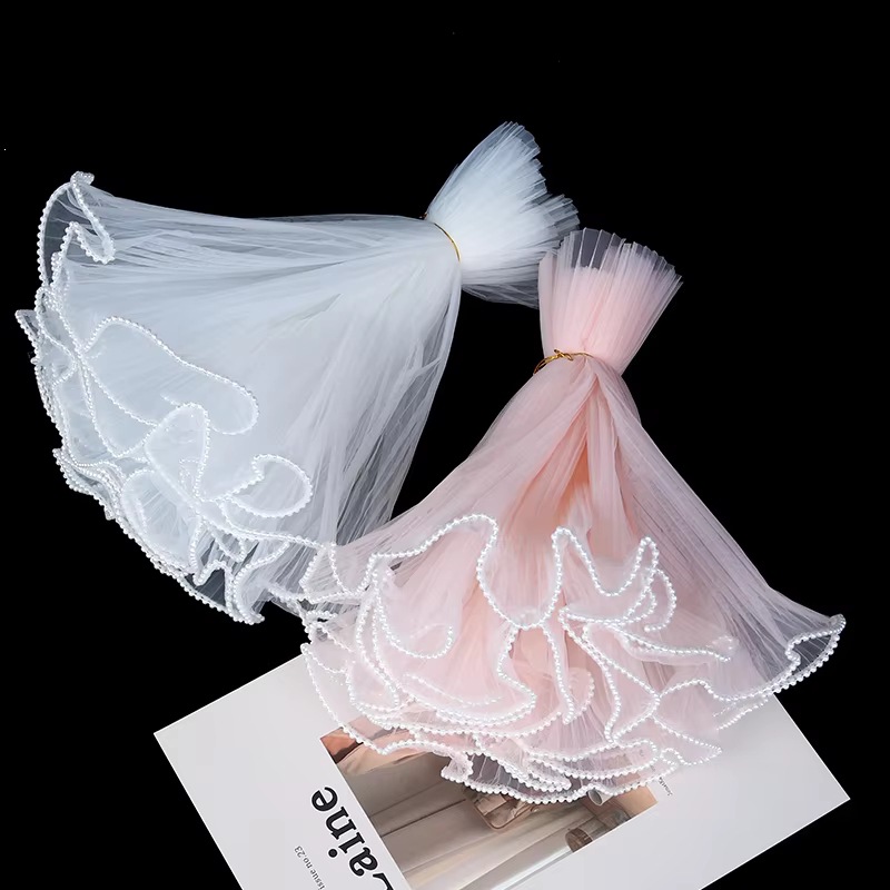 Wave Flower Wrapper Mesh White Pearl Edge Waterproofing Material de embalaje de ramo de flores