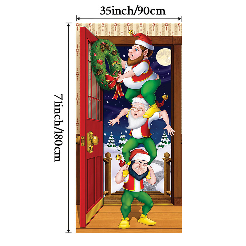Lámparas de color de Navidad cubierta de tela decoración puerta de poliéster de alta densidad tela de fondo de Año Nuevo fiesta de puerta de entrada amueblado tapices