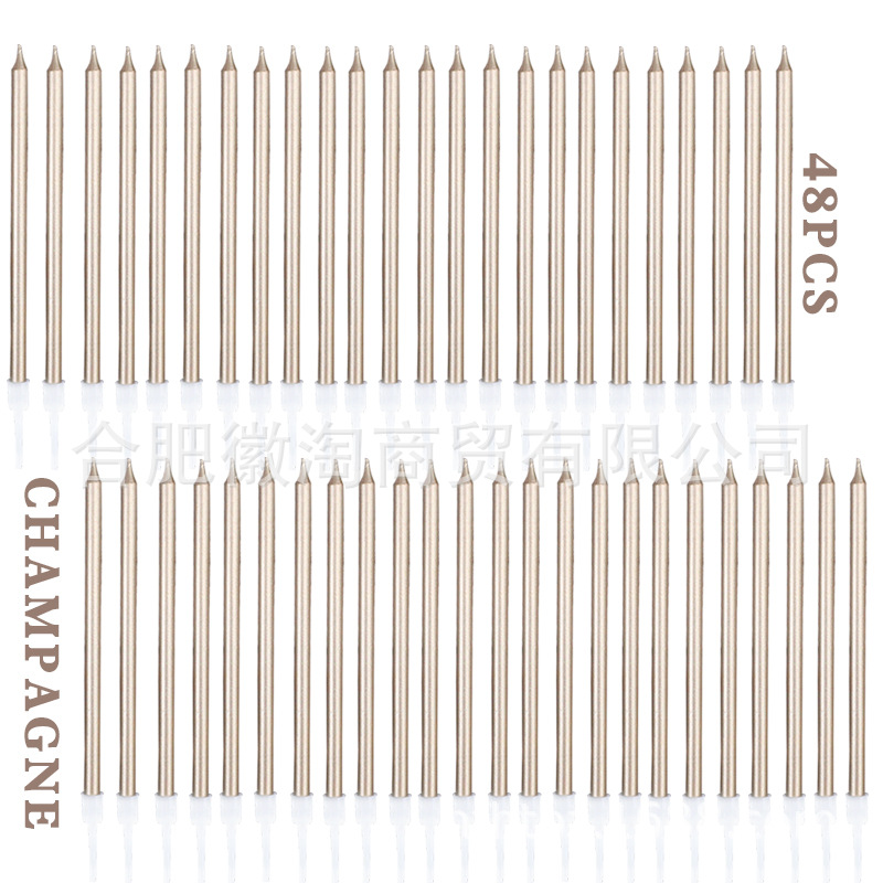 Amazon Same item birthday candle 48 Gold color Cake candle 13.5*0.5cm Long Candle