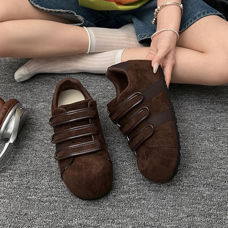 丑萌大头魔术贴单鞋女秋季新款内增高5cm复古百搭德训鞋休闲板鞋|undefined