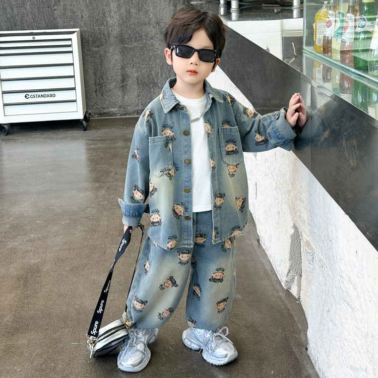 男童哪吒牛仔套装2025春秋季新款儿童帅气潮款两件套中小童衣服|undefined