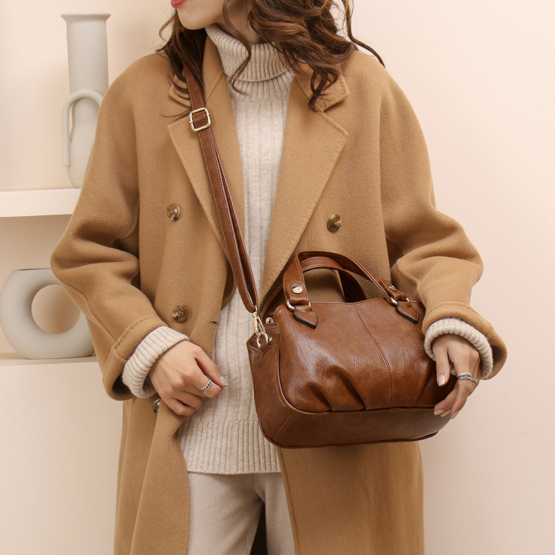 Retro Soft Leather Large Capacity Shoulder Crossbody Women's Handbag Small Bag_voghion.com