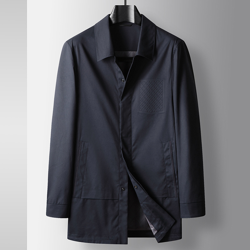 Herrenbekleidung mittellange leichte Luxus-Windjacke mit Business-Revers für Jugendliche, lässige High-End-Jacke ohne Bügeln_voghion.com