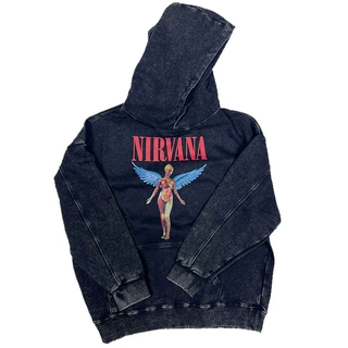 秋冬季新款涅槃Nirvana Vintage摇滚做旧水洗蜡加厚连帽卫衣
