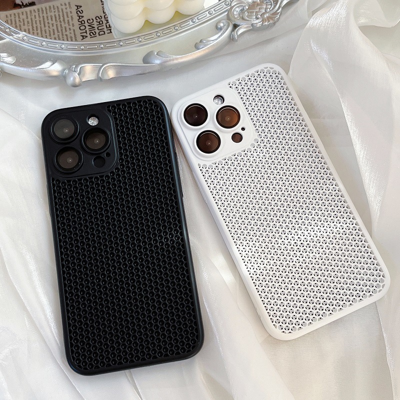 轻奢版适用苹果14promax手机壳iPhone14梦网壳13Pro蜂窝散热孔12