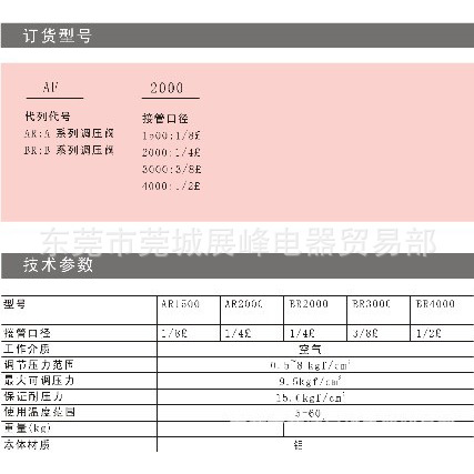SNS神驰气动 气源处理元件 AR2000