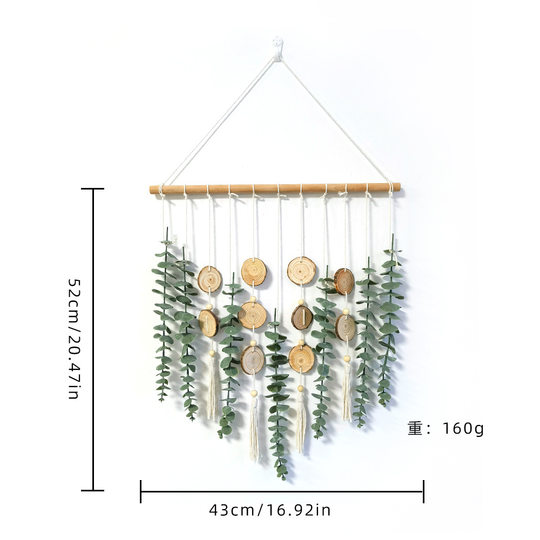 Nordic New Eucalyptus Leaf Wall Hanging Room Decoration Hand-woven Tapered Wall Decoration Homestay Wall Background