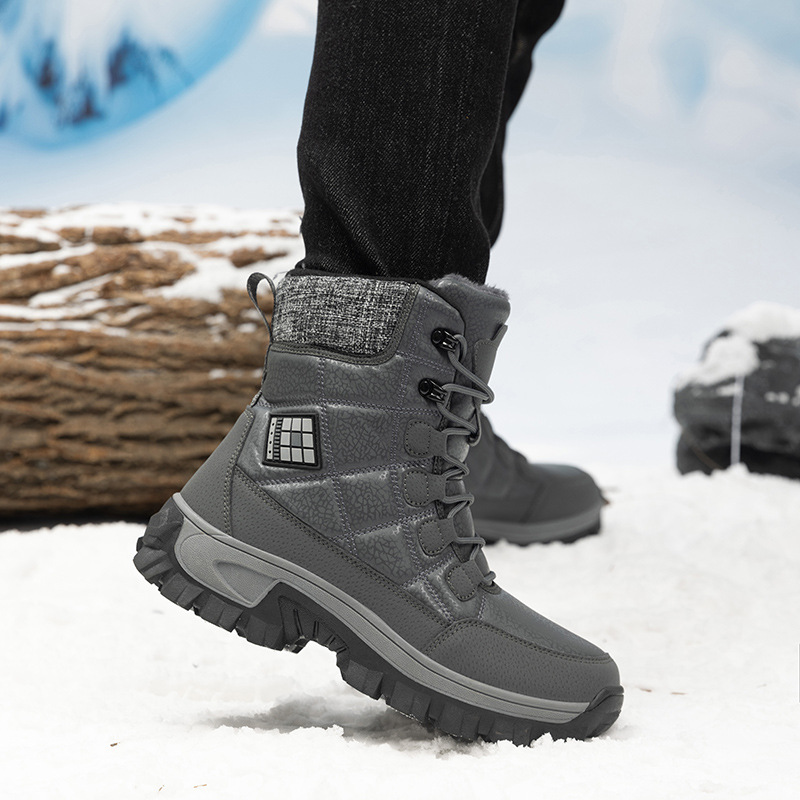 Botas de nieve de gran tamaño transfronterizas de fábrica para hombres y mujeres con zapatos de algodón gruesos para zapatos al aire libre antideslizantes botas cálidas para apoyar el cabello