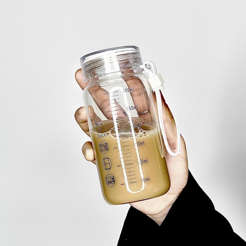 耐高温牛奶杯带盖儿童刻度杯子早餐喝奶瓶便携冲泡奶粉玻璃杯水杯|undefined