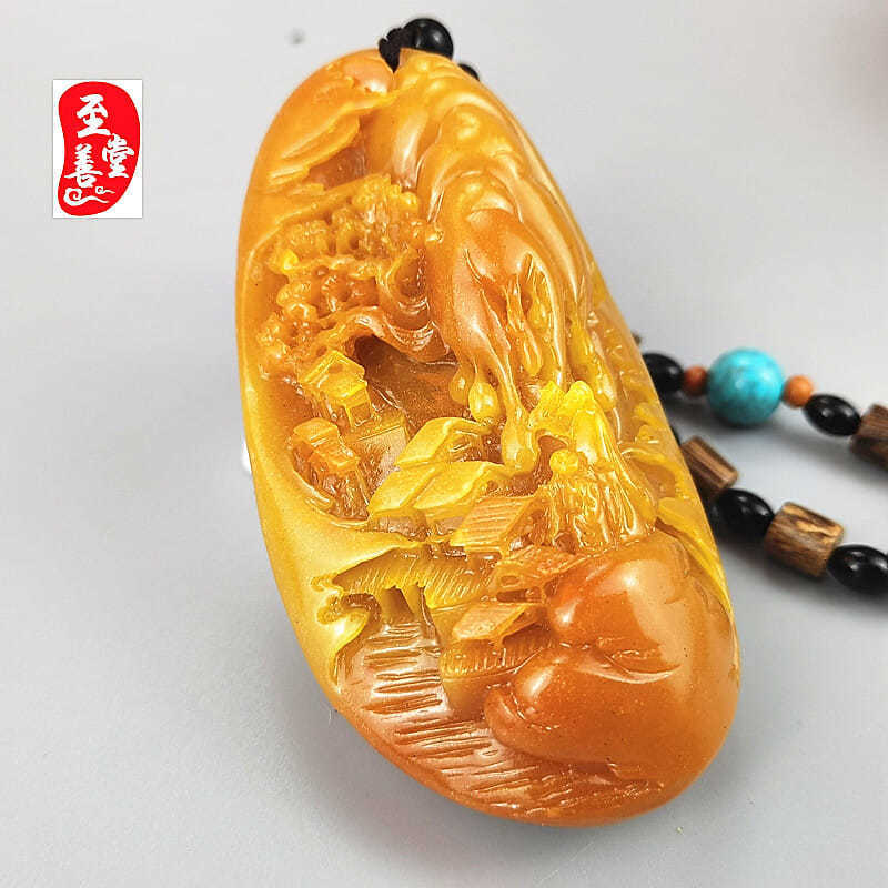 仿寿山石雕田黄石锦绣前程风水玄关摆件玉石观赏奇石