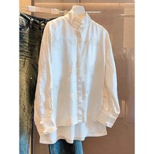 新中式国风白色立领衬衫女设计感小众洋气减龄宽松独特上衣超好看