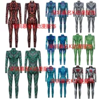 Новый внешней торговли Хэллоуин Скелет 3D цифровой печати Slim-Fit с длинным рукавом комбинезон