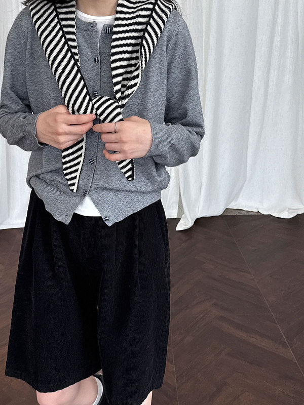 鹿西 韩系格纹纽扣针织开衫女2025秋季新款圆领气质软糯毛衣ss751|undefined