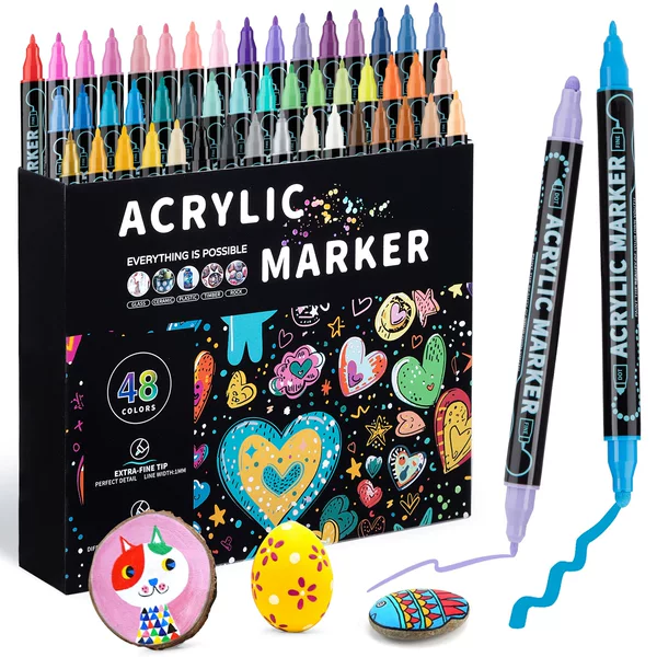 Cross-border double-headed acrylic marker pen with stackable colors and quick-drying, waterproof features for Amazon
