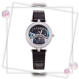 高端货 七夕恋人桥手表女时尚气质诗意镶钻个性女表 送老婆情人