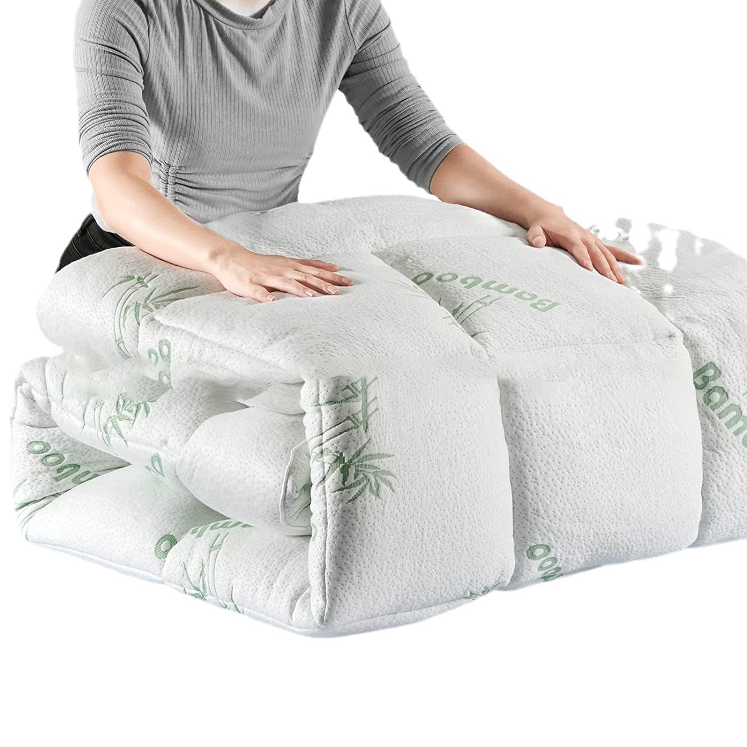 Fabricantes de fibra de bambú gruesa cama cama cama cama suave cama cama cama esponja alta con falda de cama cubierta mattress