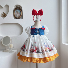 24年夏季新款女童白雪公主連衣裙兒童六一表演裙寶寶生日蓬蓬裙子