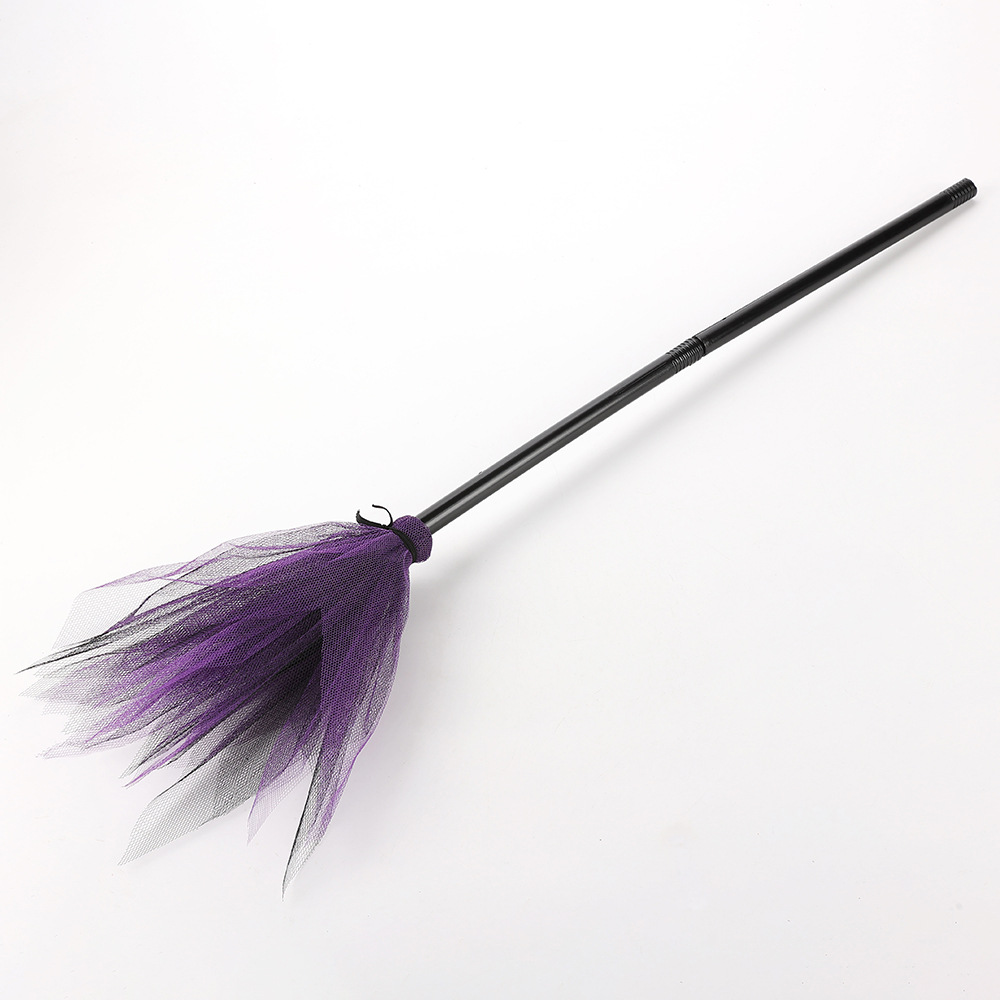 Purple and black hard mesh broom.