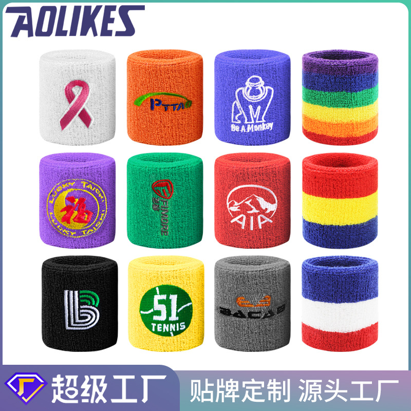 Toallas de absorción de sudor para la muñeca deportivo culturismo fitness correr baloncesto muñeca de algodón respirable deportivo muñeca personalizada al por mayor