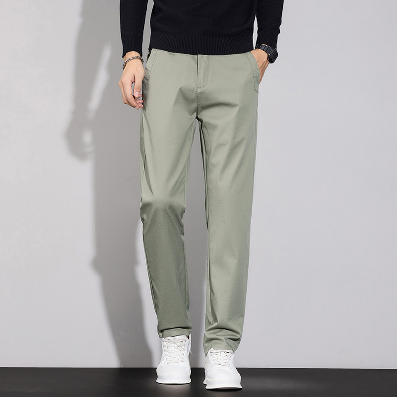 Autumn Popular Men's Business Casual Pants Youth Slim Fit Slightly Elastic Small Straight Casual Pants Men's Trendy Men's Pants