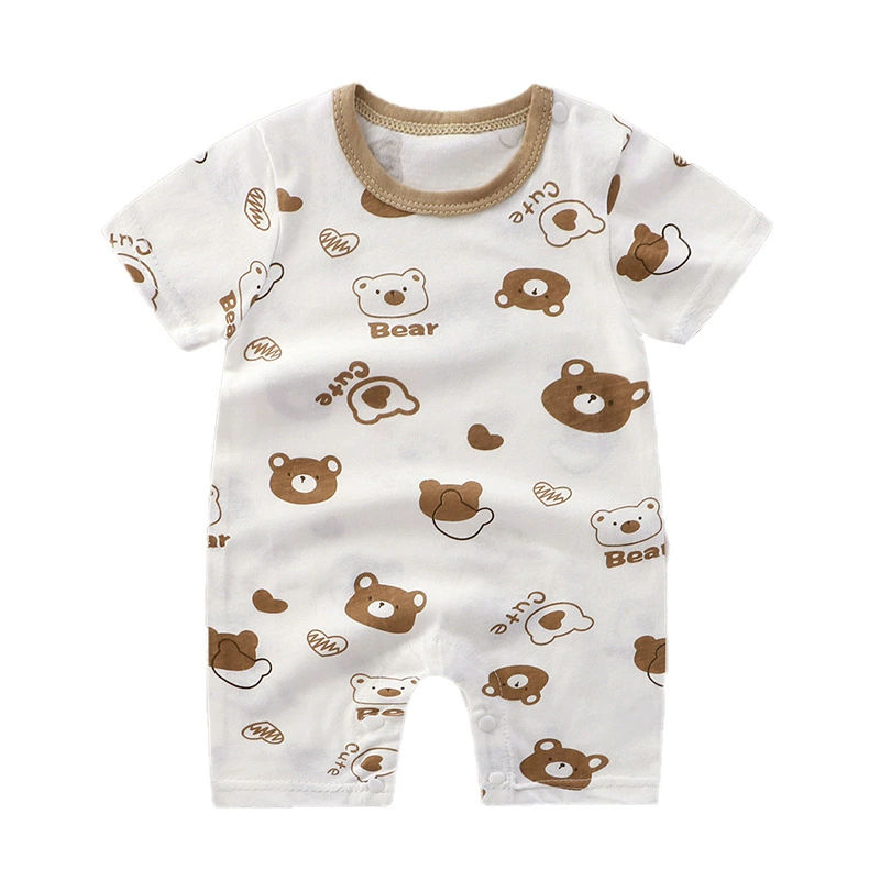 Short-Sleeve Baby Romper Summer Bodysuit, Newborn Girls, Thin Lightweight, 59–90 cm