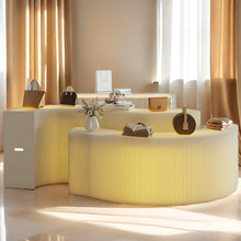 纸发光展台折叠展示台半圆中岛台饰品化妆品带灯纸质展示桌