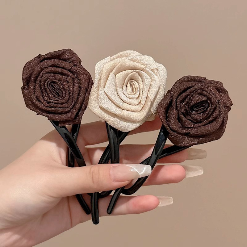 Nuevo estilo chino rosa seca torcida clip de cabello torcido cabeza detrás de clip de cabello de carácter de alta calidad temperamento clip de cabello para mujeres