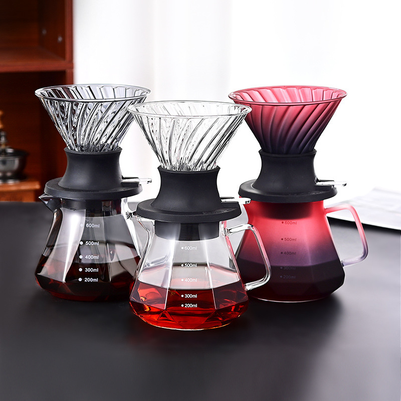 Coffee sharing pot hand coffee pot glass with scale drip pot coffee pot suit filter cup