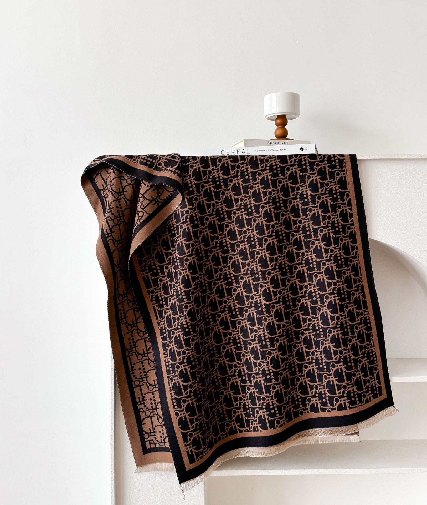 Bufandas de cachemira de doble cara de gran marca D letra de textura geométrica invierno grueso mantel de moda abrigo exterior