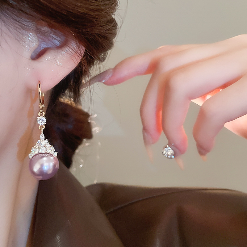 真金电镀圆形珍珠款耳钉项链套装小众耳环时尚气质耳饰轻奢高级感详情10