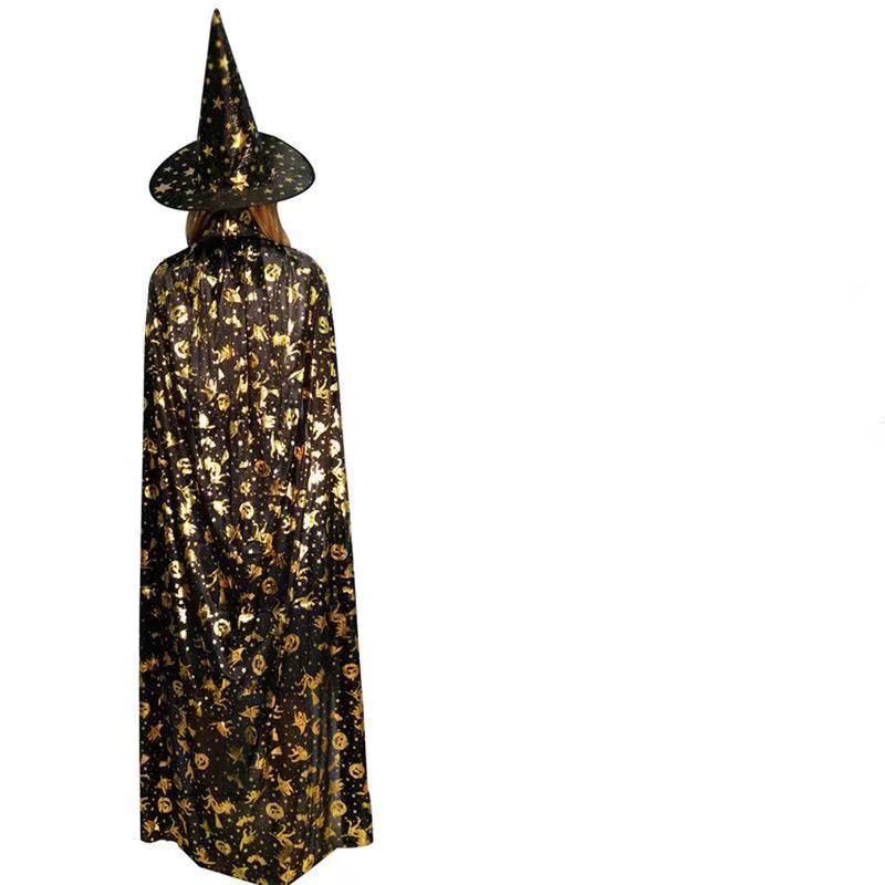 ハロウィンブロンズカボチャマント子供と大人のメイクアップ衣装小道具コスプレウィザード死のローブマント|undefined