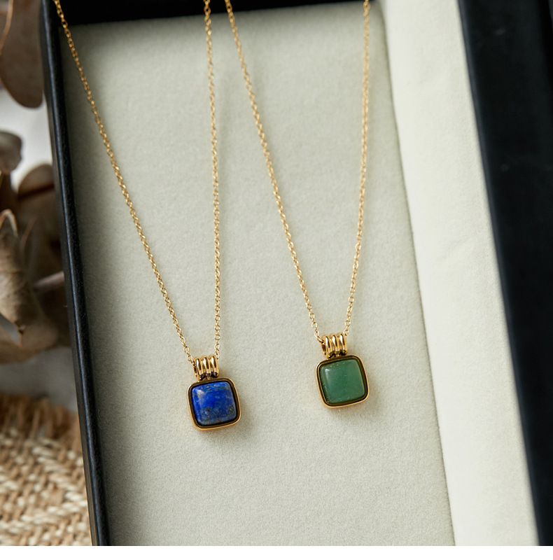 Fashion Geometric Titanium Steel Gold Plated Natural Stone Necklace 1 Piece display picture 11