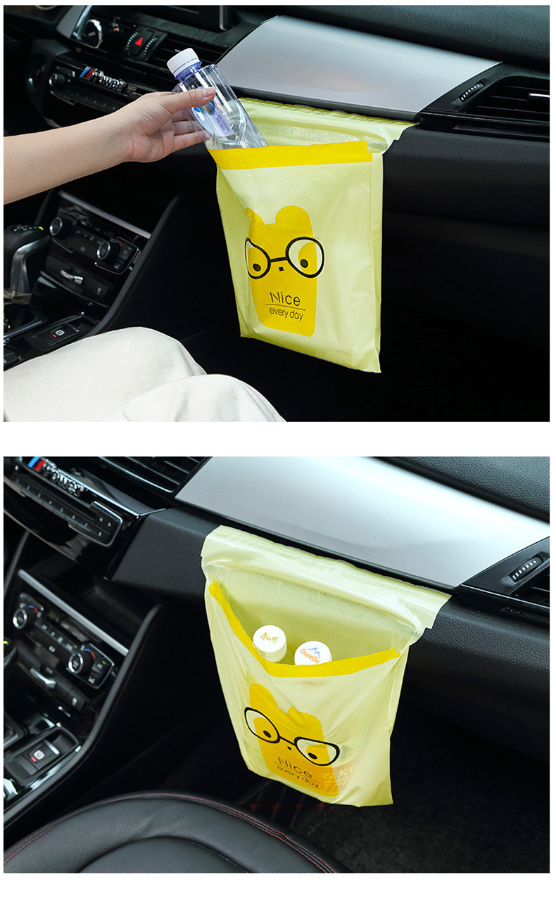 创意车载粘贴式可爱卡通车内用收纳清洁袋一次性可分类垃圾袋-阿
