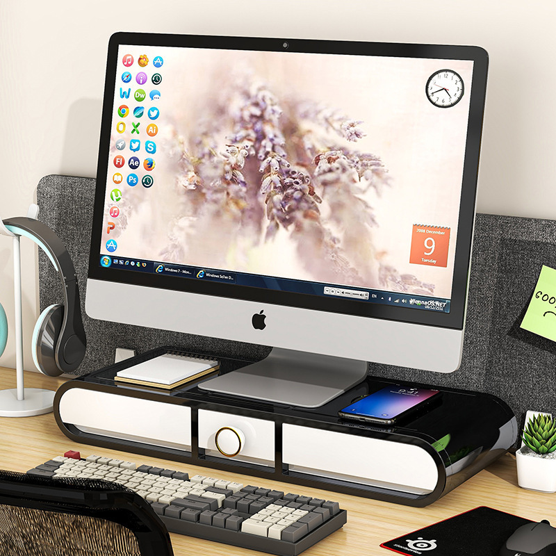 Cross-border Desktop Computer Elevated Rack Desktop Monitor Storage Box Screen Base Office Drawer-type Storage Rack