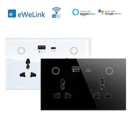 eWeLink wifi smart socket147智能双插16A墙壁插座带USB+Type-C